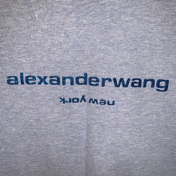 Alexander Wang Glitter Puff Logo T-shirt in Compact-Jersey Blue S - Picture 6 of 15
